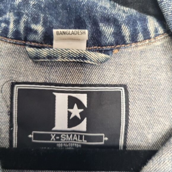 Elton John Denim Grunge Acid Wash Oversized Jean Jacket Size X Small - Picture 3 of 7